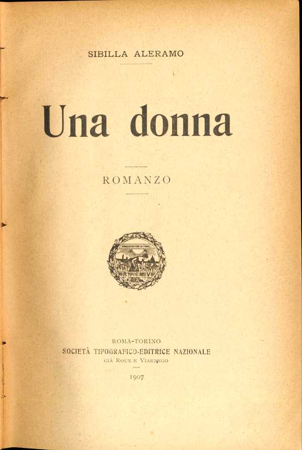 Pagina interna del libro Una Donna edito nel 1907. Cortesia Sergio Fucchi, Civitanova Marche